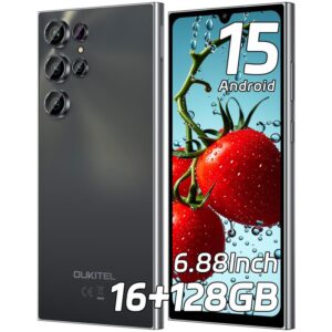 OUKITEL C61 Telefon komórkowy bez simlocka Android 15, Smartfon 16 GB (4+12) + 128 GB / 1 TB, Ekran 6,88" HD+ 90 Hz, Bateria 5150 mAh, Dual SIM 4G / Rozpoznawanie twarzy / Czytnik linii papilarnych / GPS / OTG