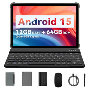 Tablet PRITOM 10,1 cala Android 15, z klawiaturą, myszką, etui i rysikiem, bateria 6000 mAh, aparat 8MP, pamięć ROM 64 GB. Doskonały wybór na prezent świąteczny, najlepszy zestaw w letniej promocji.